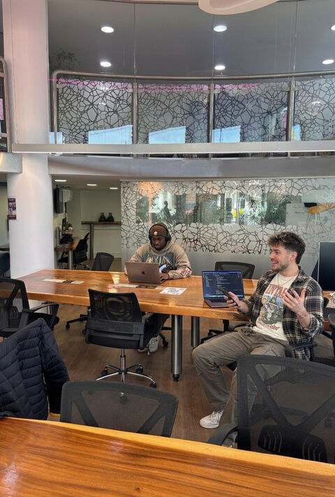 Glass atrium over the workspace at Camden Gateway, Camden Town