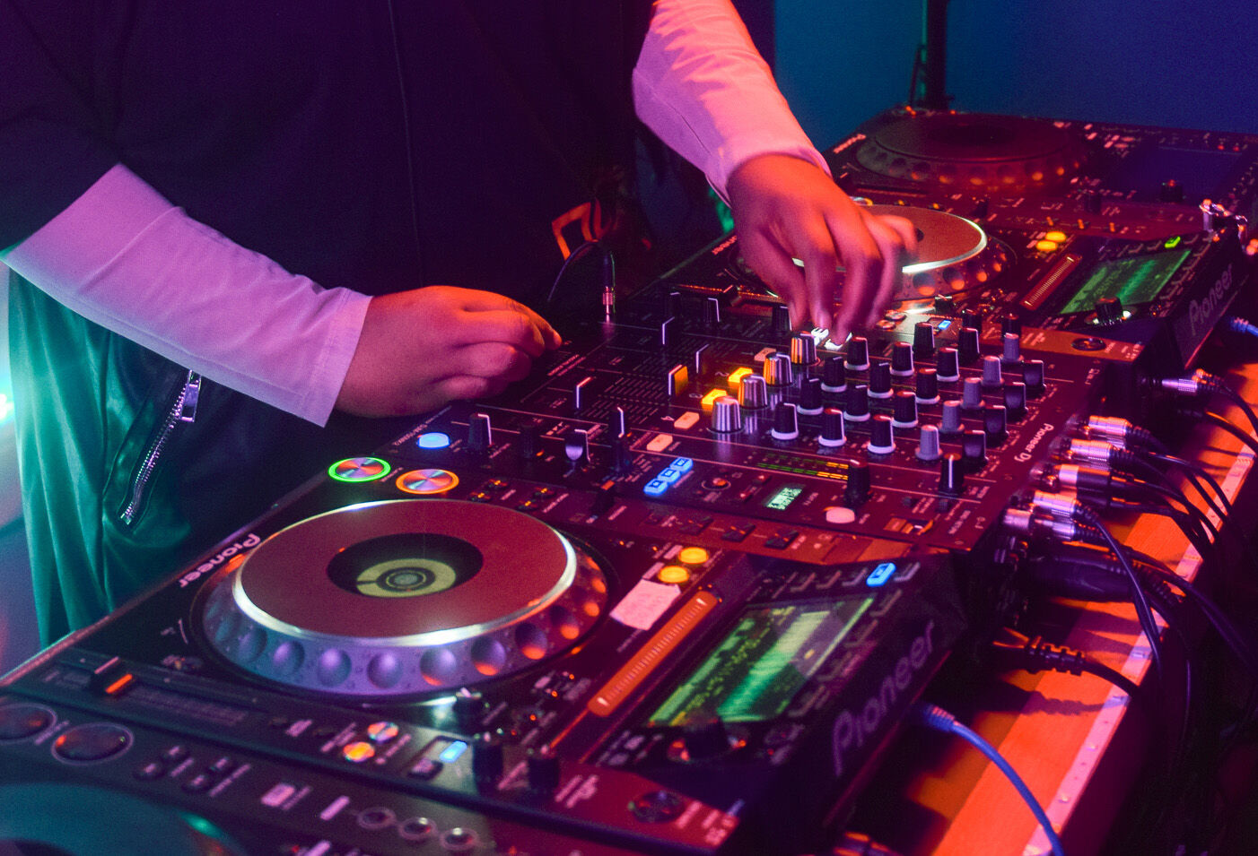 DJ decks and mixer in The Halley's DJ booth